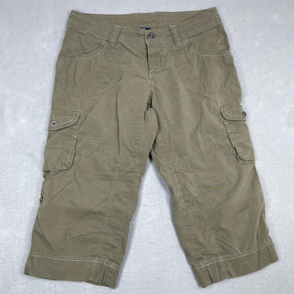Kuhl Capri Shorts Womens 4 Green Roll Up Kontra Hiking Outdoors Gorpcore - Picture 1 of 16
